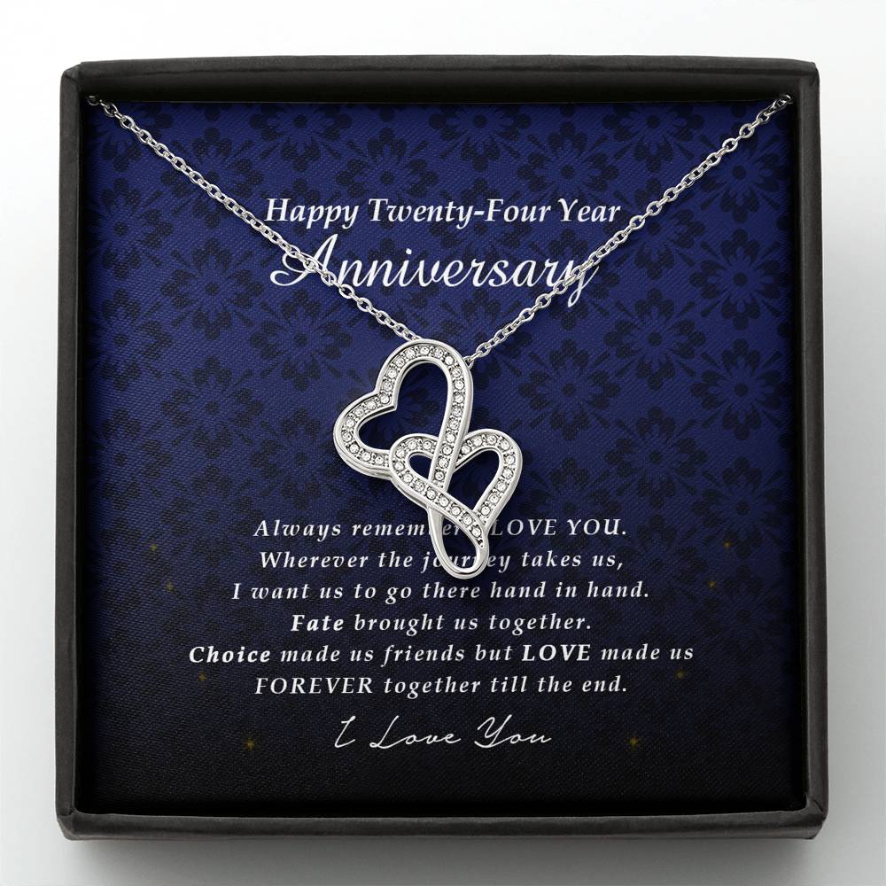 Double Heart Necklace, Happy 24 Year Anniversary