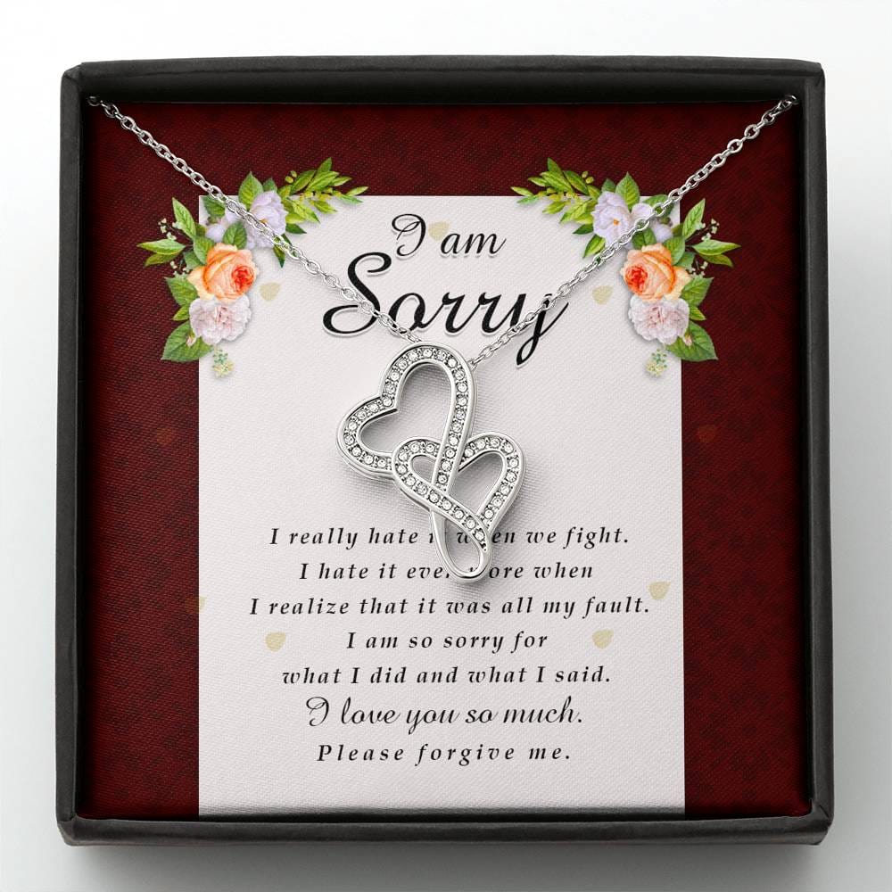 Double Heart Necklace, I'm Sorry Card, Apology Gift For Her, Forgiveness Gift, I’m Sorry Gift For Wife / Girlfriend, Gift To Say Sorry