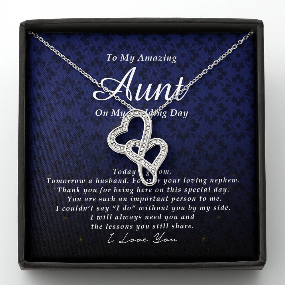 Double Heart Necklace, To My Aunt, Gift from Groom, Wedding Day Gift from Nephew