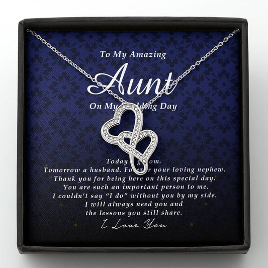 Double Heart Necklace, To My Aunt, Gift from Groom, Wedding Day Gift from Nephew