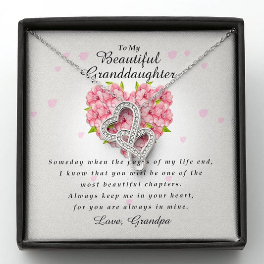 Double Heart Necklace, Granddaughter Gift from Grandpa