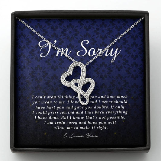Double Heart Necklace, I'm Sorry Gift, Apology Gift For Her, Forgiveness Gift, I’m Sorry Gift For Wife / Girlfriend, Jewelry Card