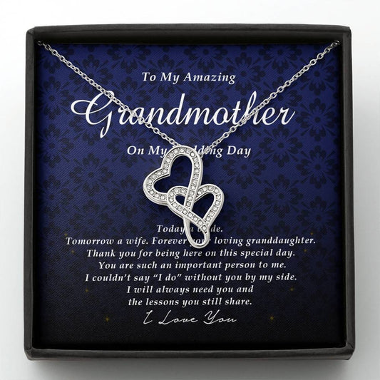 Double Heart Necklace, To My Grandmother, Gift from Bride, Wedding Day Gift from Granddaughter