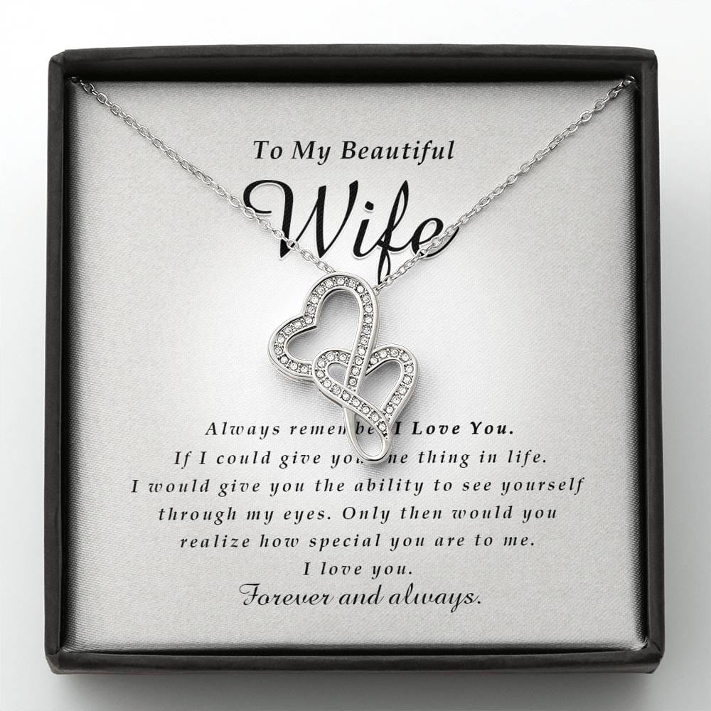 Double Heart Necklace, To My Beautiful Wife