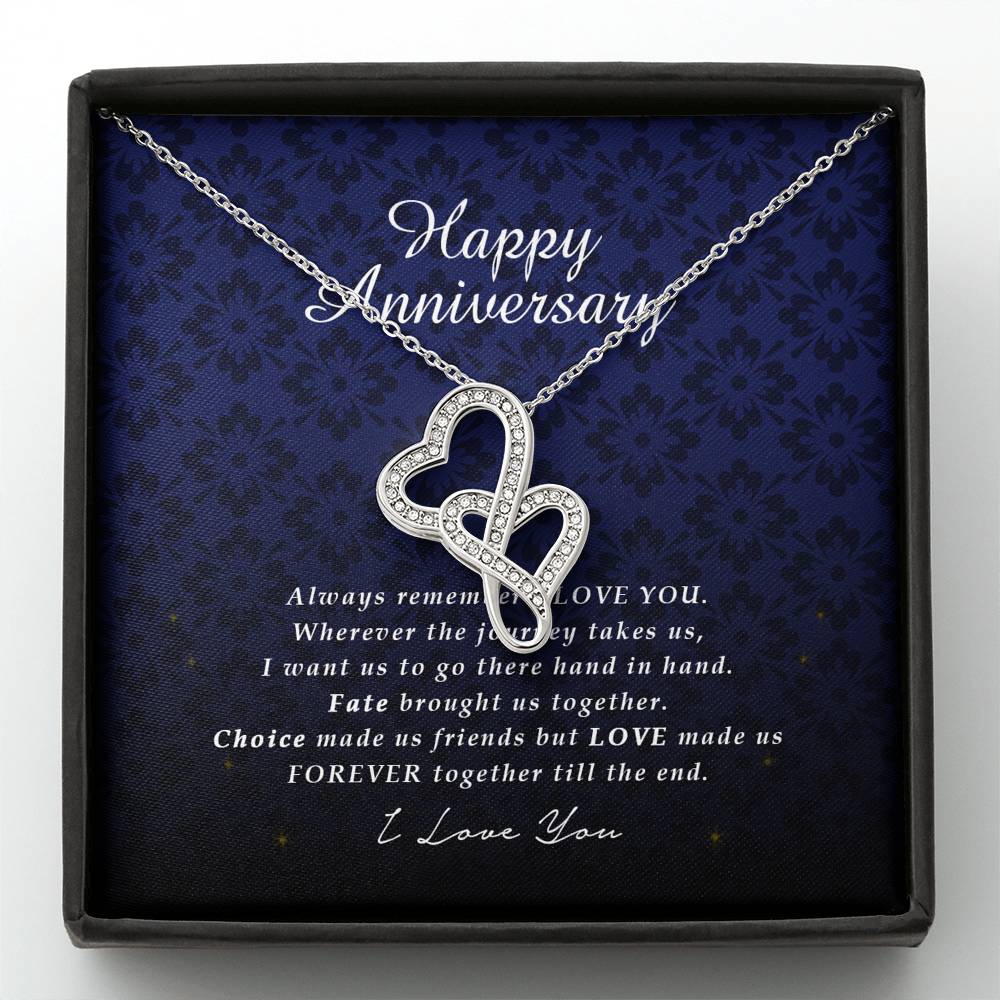Double Heart Necklace, Happy Anniversary