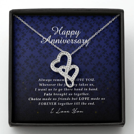 Double Heart Necklace, Happy Anniversary