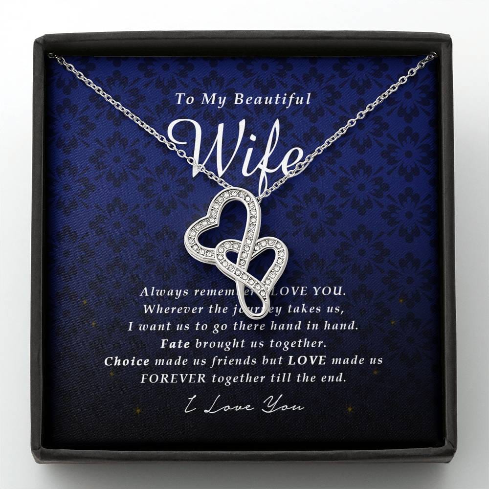 Double Heart Necklace, To My Beautiful Wife