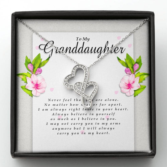 Double Heart Necklace, Granddaughter Gift from Grandpa / Grandma
