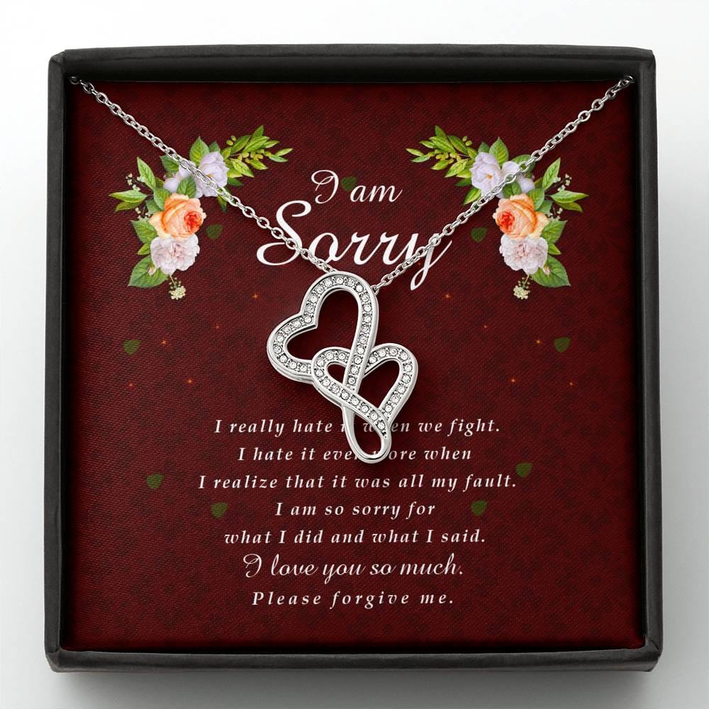 Double Heart Necklace, I'm Sorry Card, Apology Gift For Her, Forgiveness Gift, I’m Sorry Gift For Wife / Girlfriend, Gift To Say Sorry