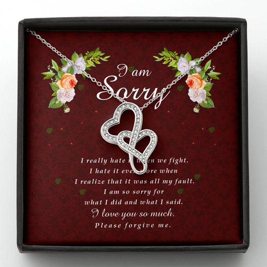 Double Heart Necklace, I'm Sorry Card, Apology Gift For Her, Forgiveness Gift, I’m Sorry Gift For Wife / Girlfriend, Gift To Say Sorry