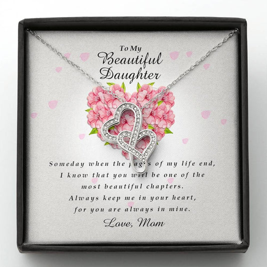 Double Heart Necklace, Daughter Gift from Mom