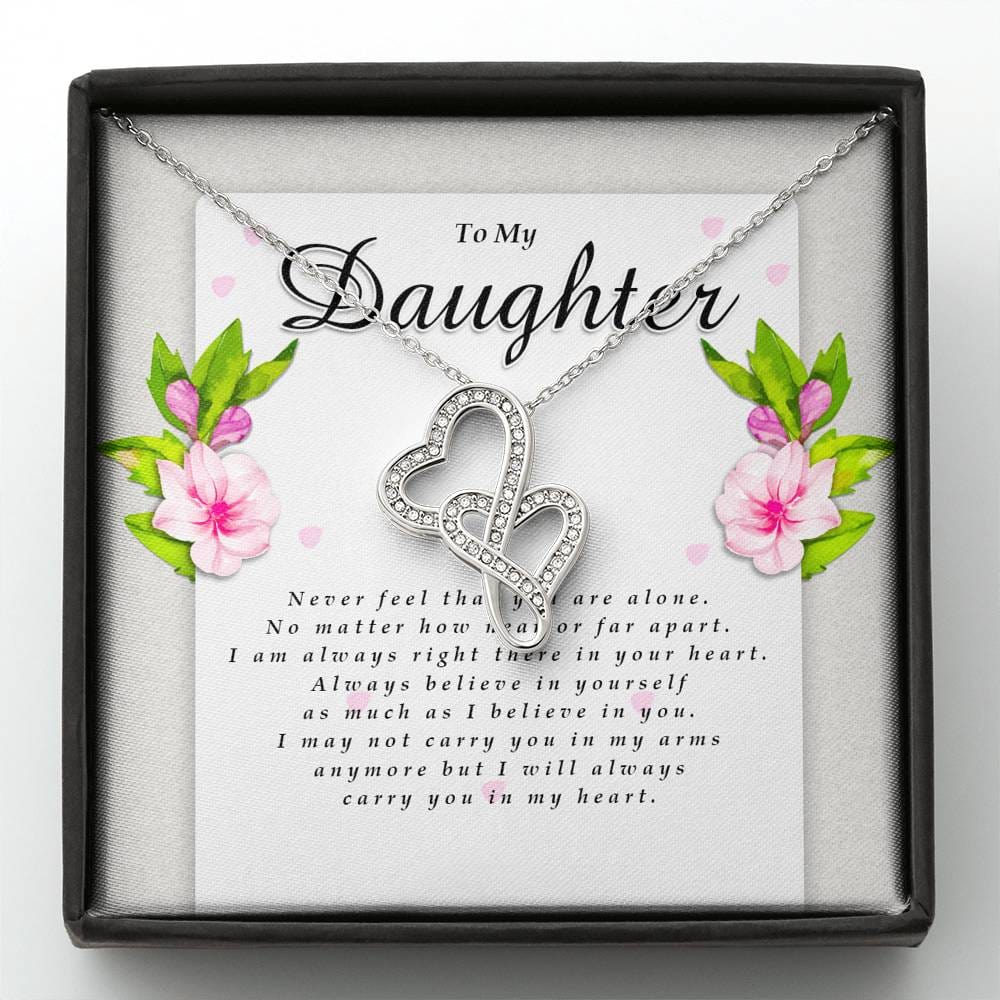 Double Heart Necklace, Daughter Gift from Dad / Mom