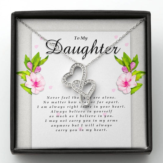 Double Heart Necklace, Daughter Gift from Dad / Mom