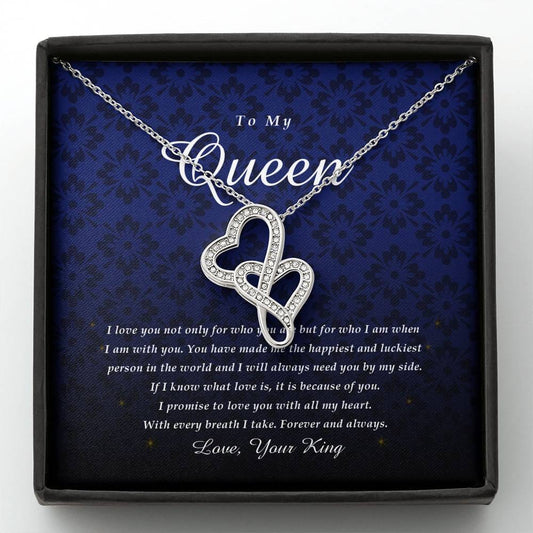 Double Heart Necklace, To My Queen