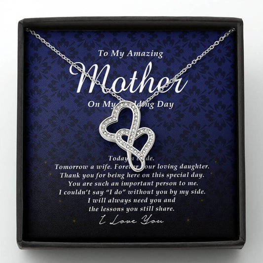 Double Heart Necklace, To My Mother, Gift from Bride, Wedding Day Gift from Daughter