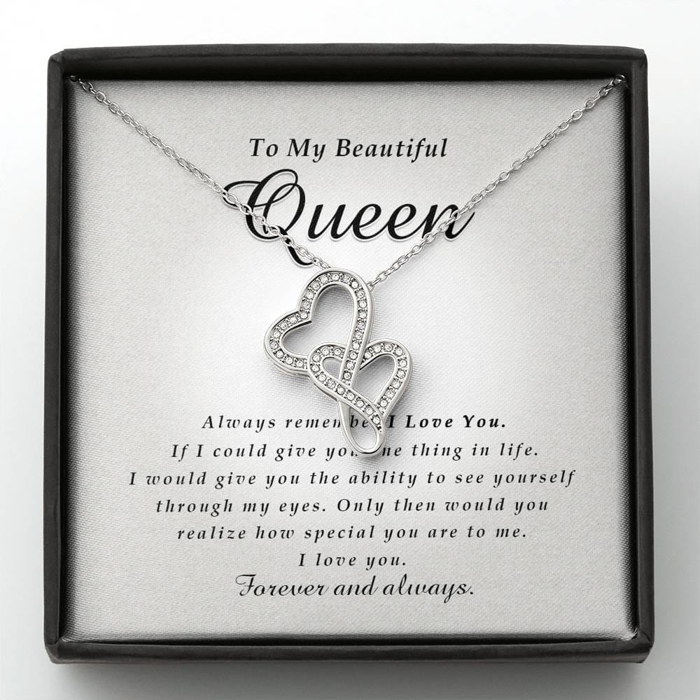 Double Heart Necklace, To My Beautiful Queen