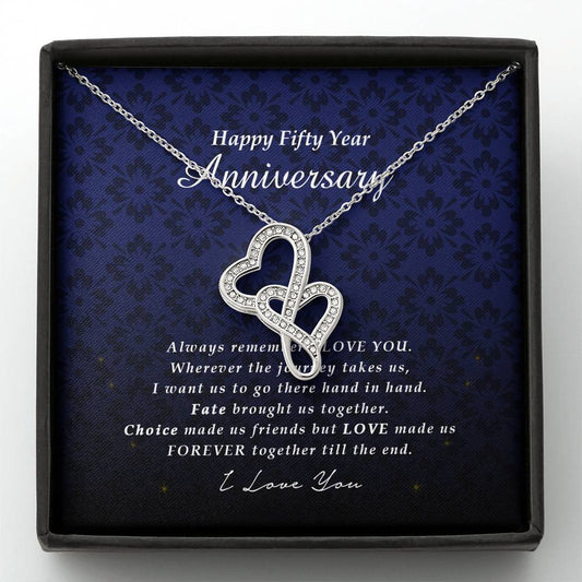 Double Heart Necklace, Happy 50 Year Anniversary