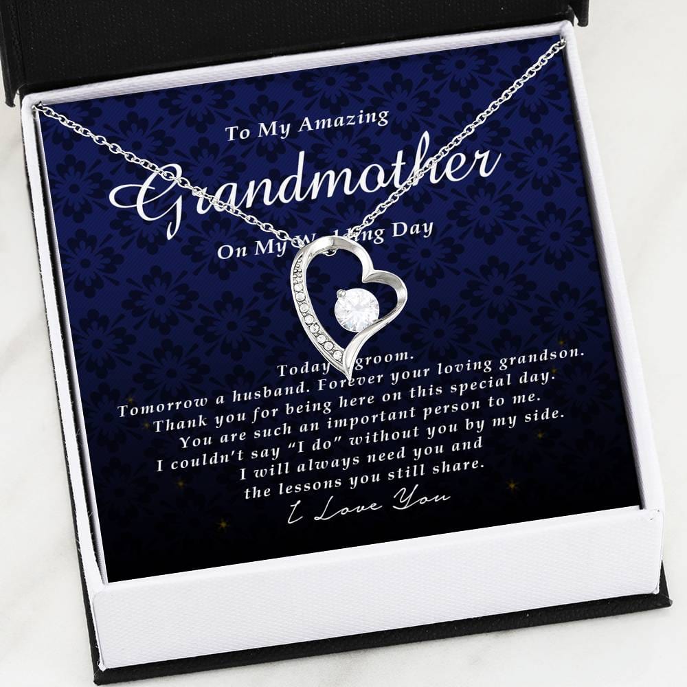 Forever Heart Necklace, To My Grandmother on My Wedding Day, Gift from Groom, Wedding Gift from Grandson
