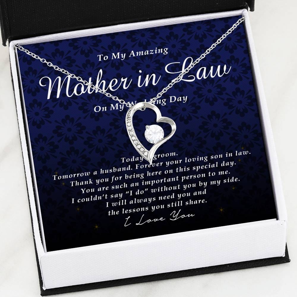 Forever Heart Necklace, To My Mother In Law on My Wedding Day, Gift from Groom, Wedding Gift from Son In Law