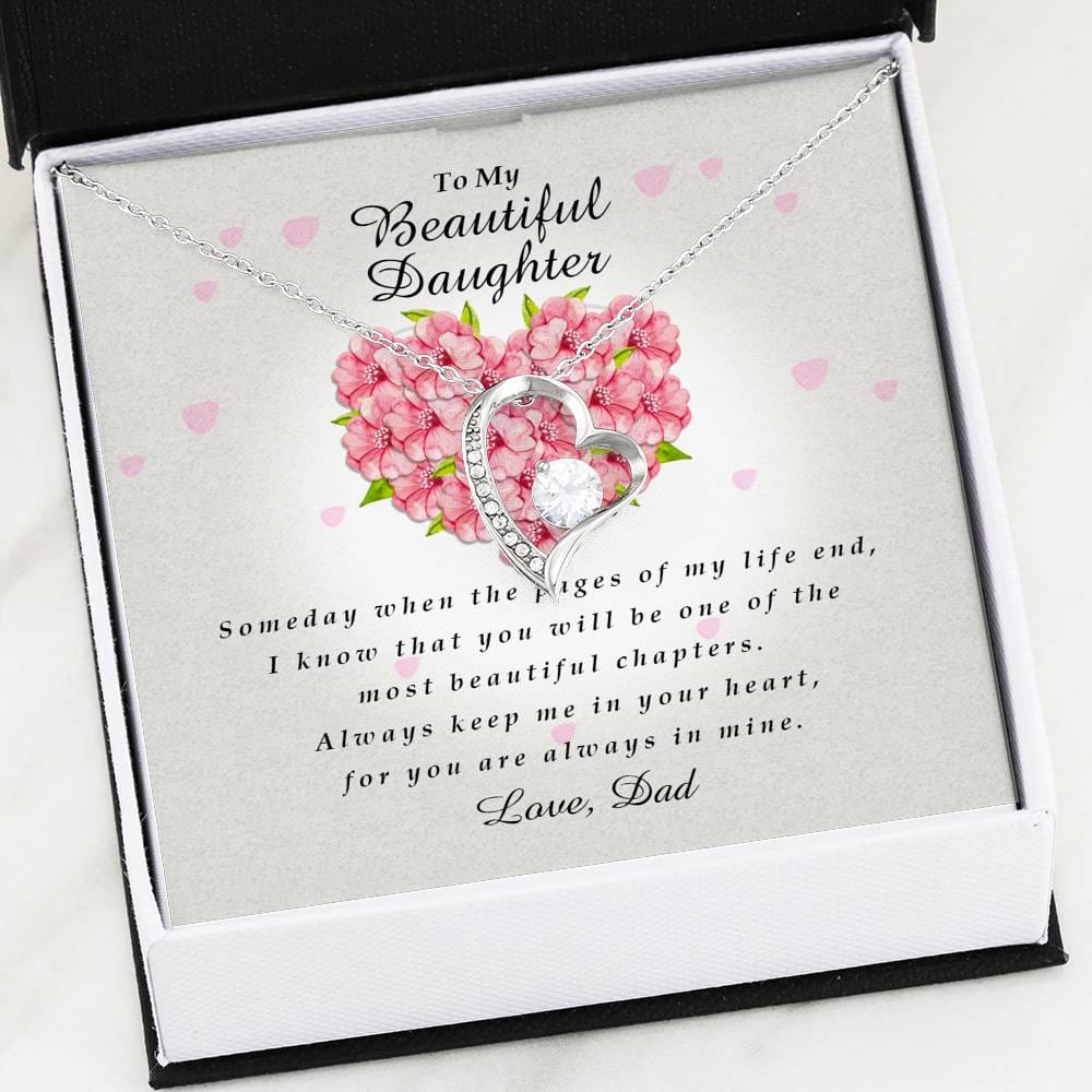 Forever Heart Necklace, To My Beautiful Daughter, Gift from Dad