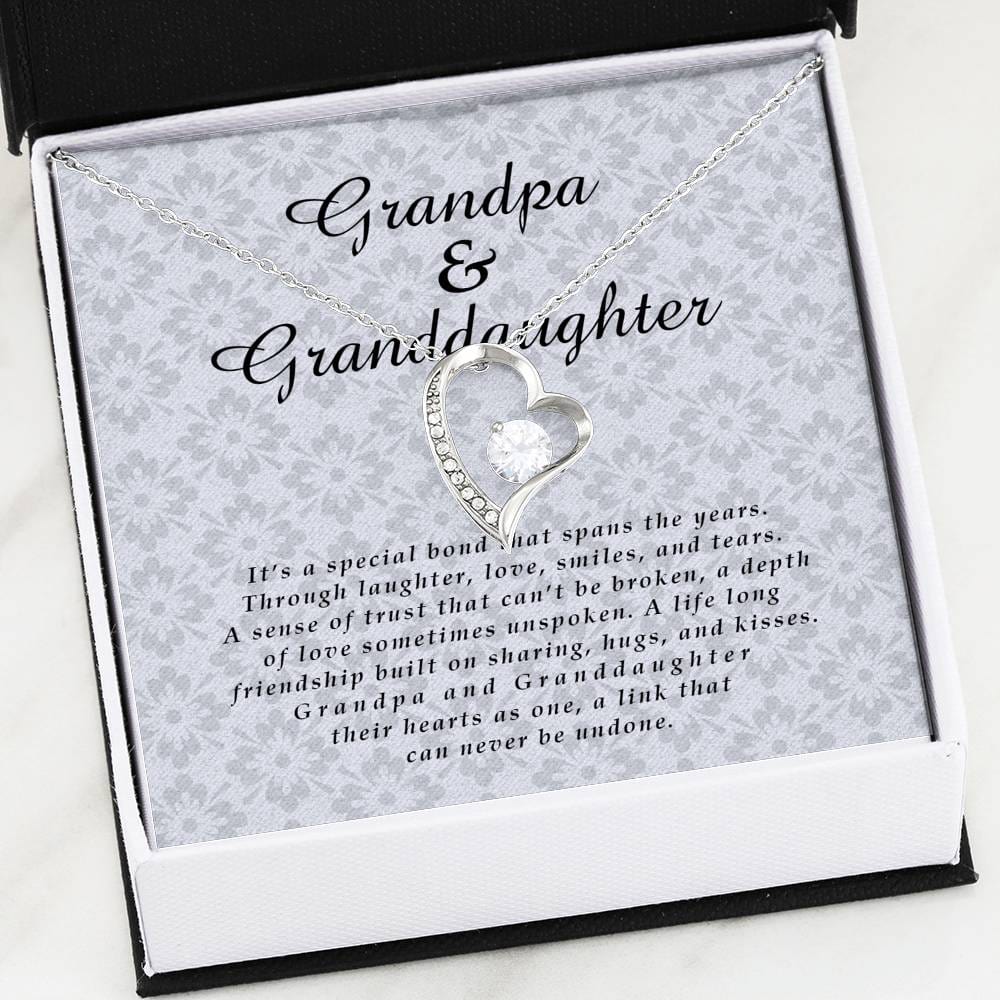 Grandpa and Granddaughter Jewelry Card, Forever Heart Necklace