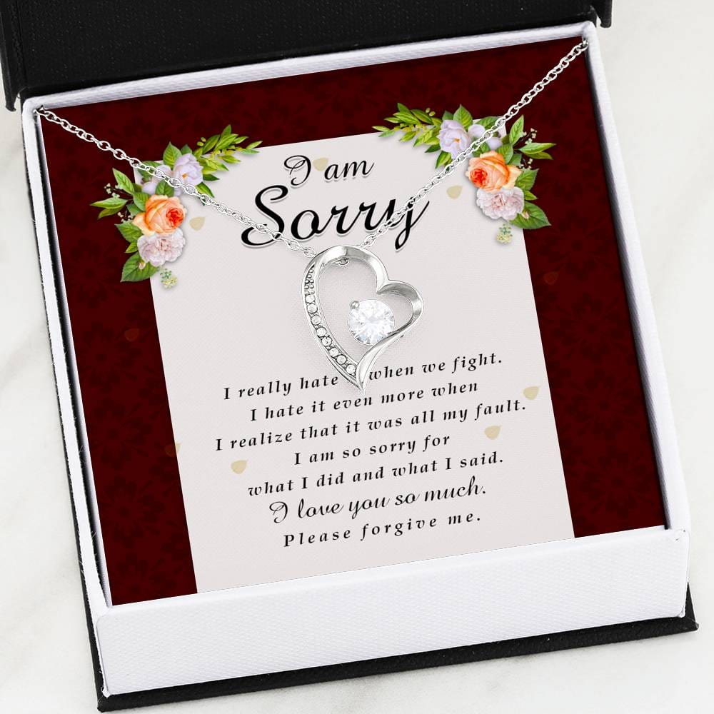 Forever Heart Necklace, I'm Sorry Card, Apology Gift For Her, Forgiveness Gift, I’m Sorry Gift For Wife / Girlfriend, Gift To Say Sorry