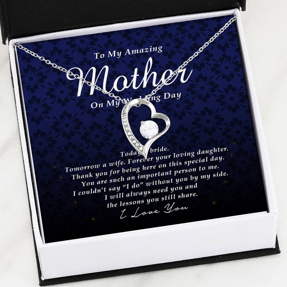 Forever Heart Necklace, To My Mother on My Wedding Day, Gift from Bride, Wedding Gift from Daughter