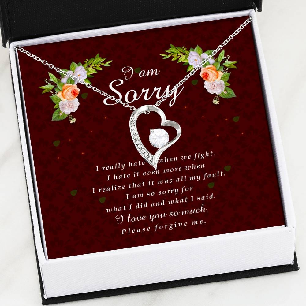 Forever Heart Necklace, I'm Sorry Card, Apology Gift For Her, Forgiveness Gift, I’m Sorry Gift For Wife / Girlfriend, Gift To Say Sorry