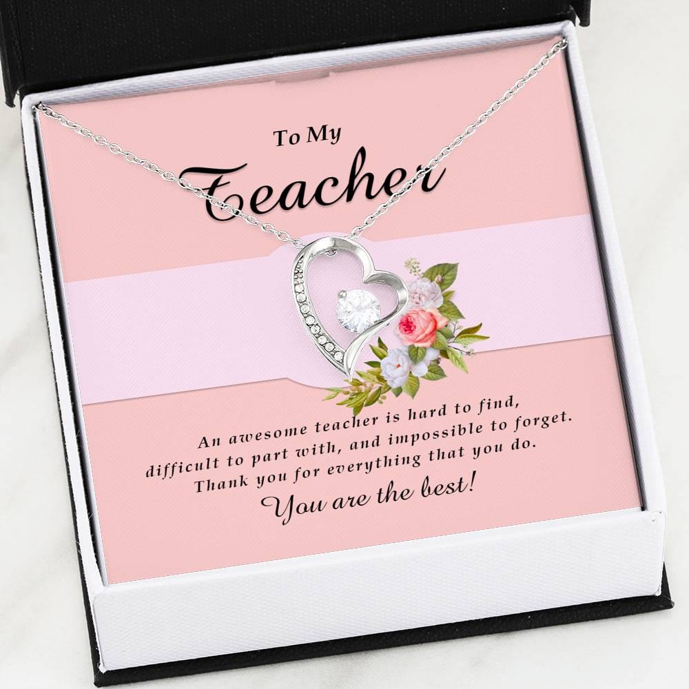 Forever Heart Necklace, Teacher Jewelry Card