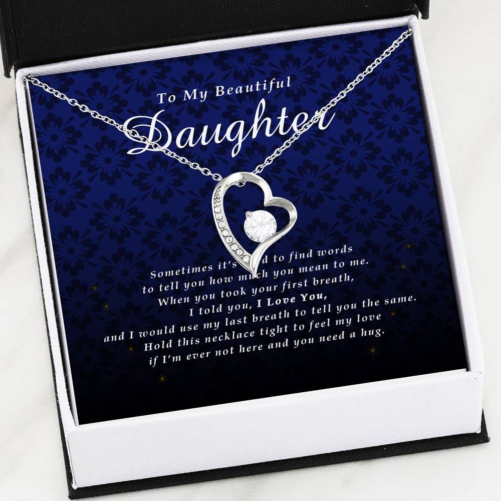 Forever Heart Necklace, To My Beautiful Daughter, With Love From Mom / Dad