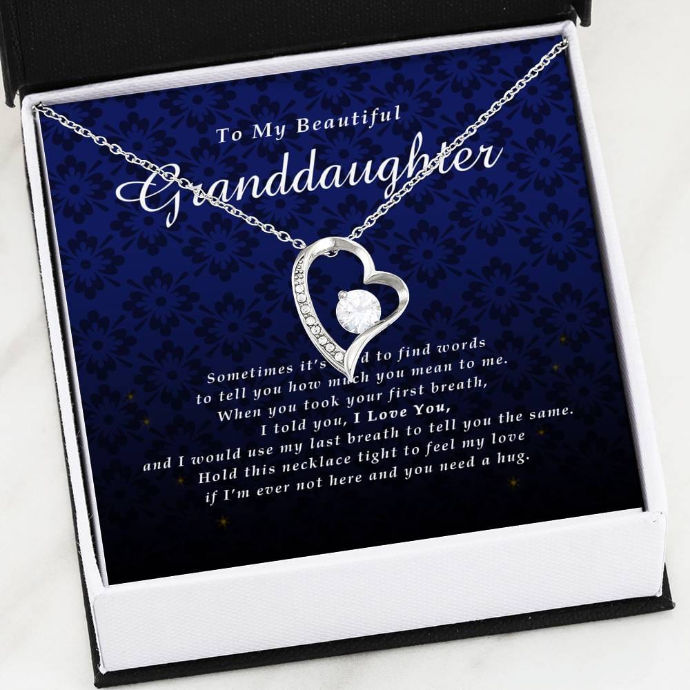 Forever Heart Necklace, To My Beautiful Granddaughter, With Love From Grandma / Grandpa