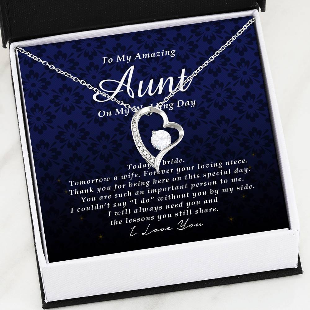 Forever Heart Necklace, To My Aunt, Gift from Bride, Wedding Day Gift from Niece