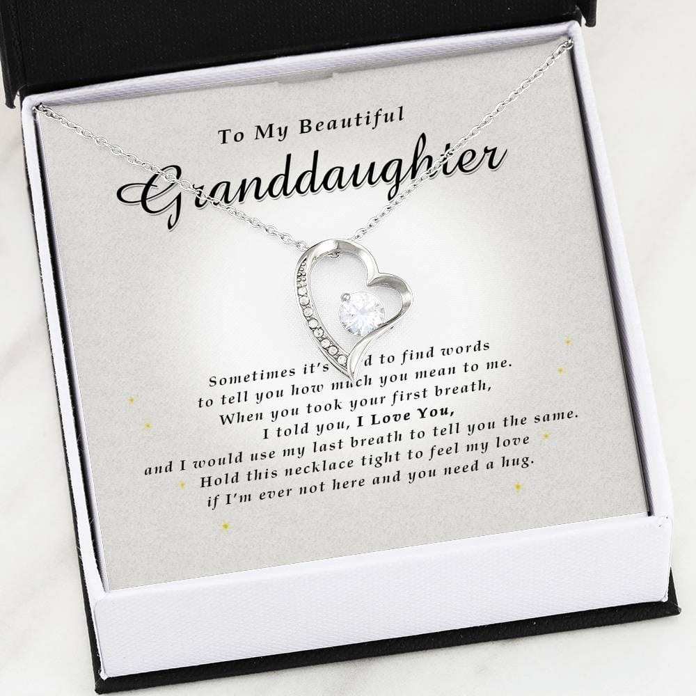 Forever Heart Necklace, To My Beautiful Granddaughter, With Love From Grandma / Grandpa