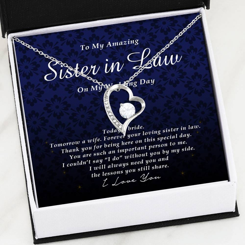 Forever Heart Necklace, To My Sister In Law on My Wedding Day, Gift from Bride, Wedding Gift from Sis In Law
