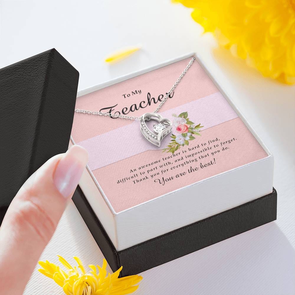 Forever Heart Necklace, Teacher Jewelry Card