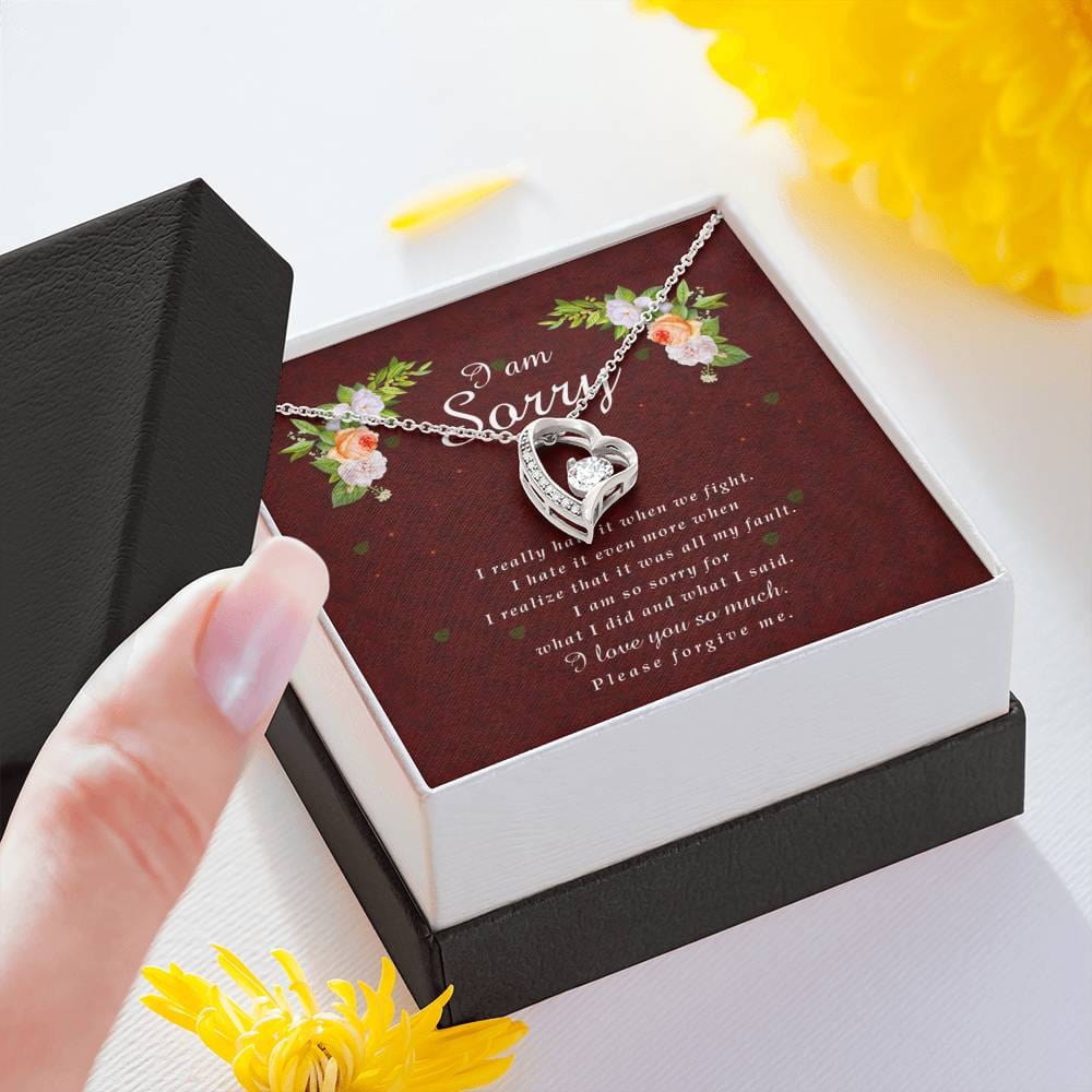 Forever Heart Necklace, I'm Sorry Card, Apology Gift For Her, Forgiveness Gift, I’m Sorry Gift For Wife / Girlfriend, Gift To Say Sorry