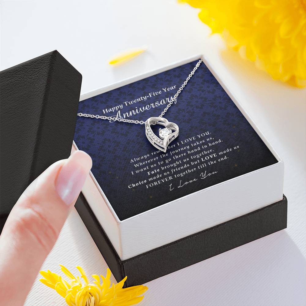 Forever Heart Necklace, Twenty Five Year Anniversary Gift