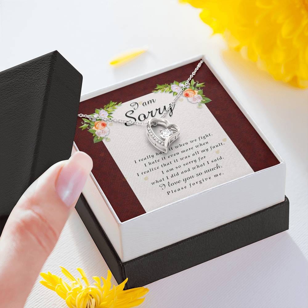 Forever Heart Necklace, I'm Sorry Card, Apology Gift For Her, Forgiveness Gift, I’m Sorry Gift For Wife / Girlfriend, Gift To Say Sorry