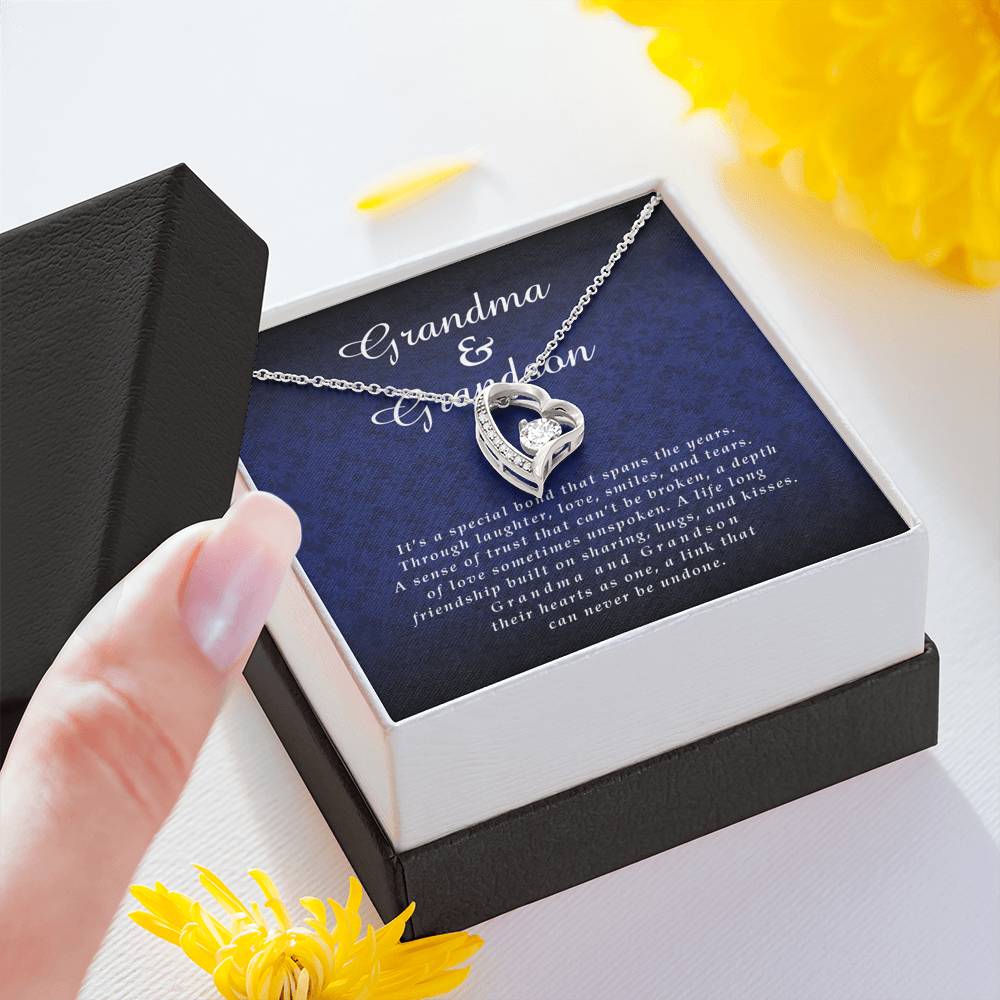 Forever Heart Necklace, Grandma Jewelry Card from Grandson