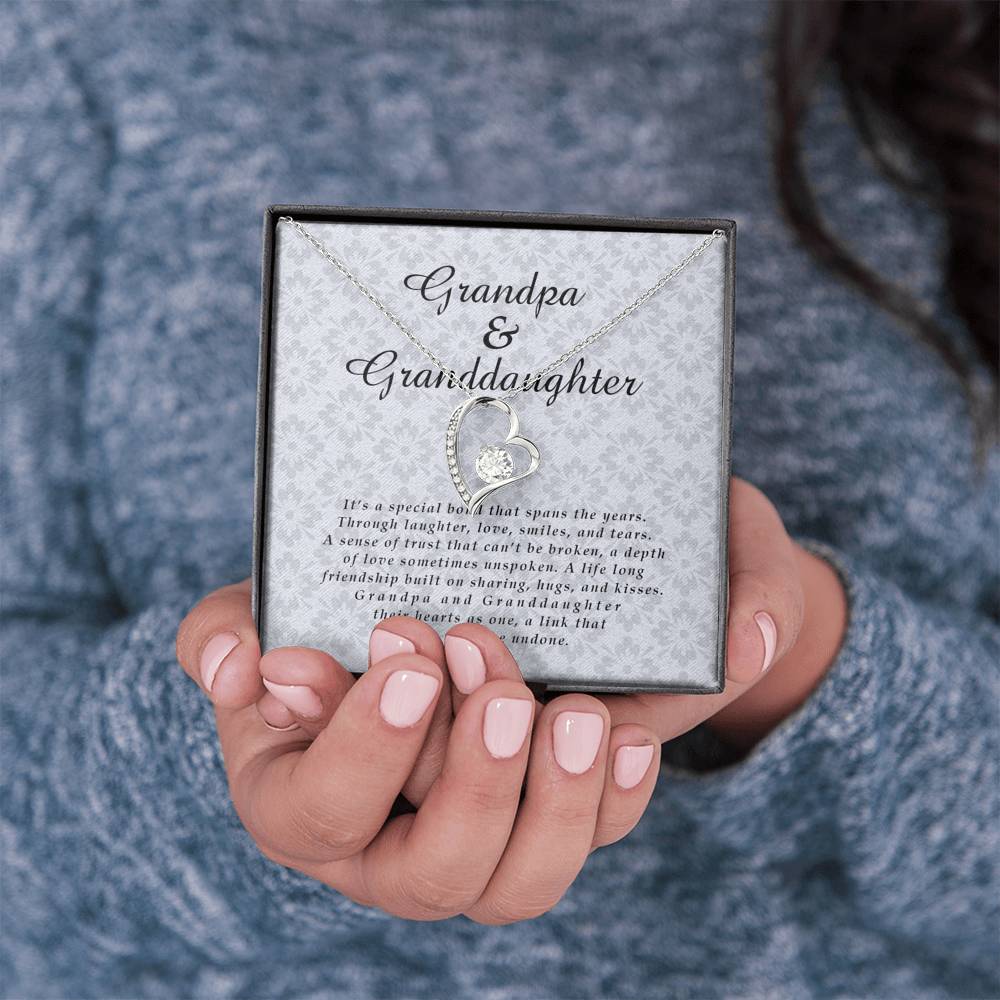 Grandpa and Granddaughter Jewelry Card, Forever Heart Necklace