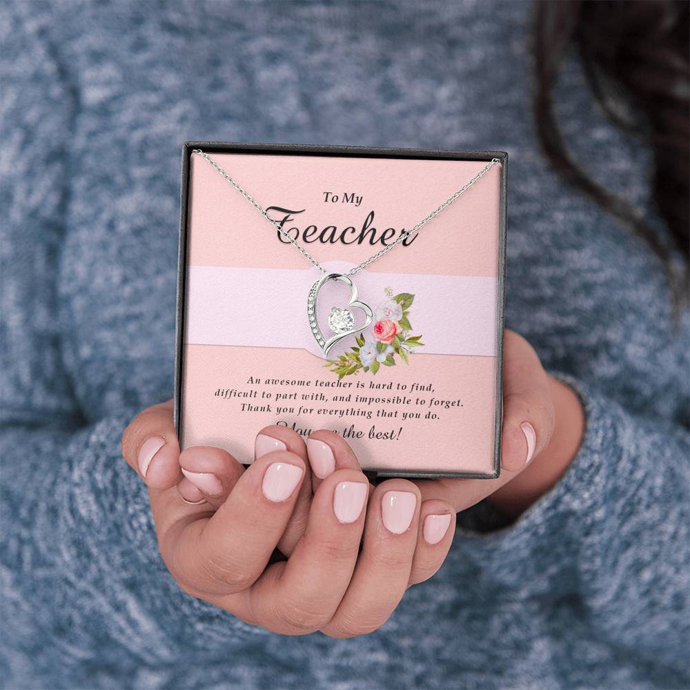 Forever Heart Necklace, Teacher Jewelry Card