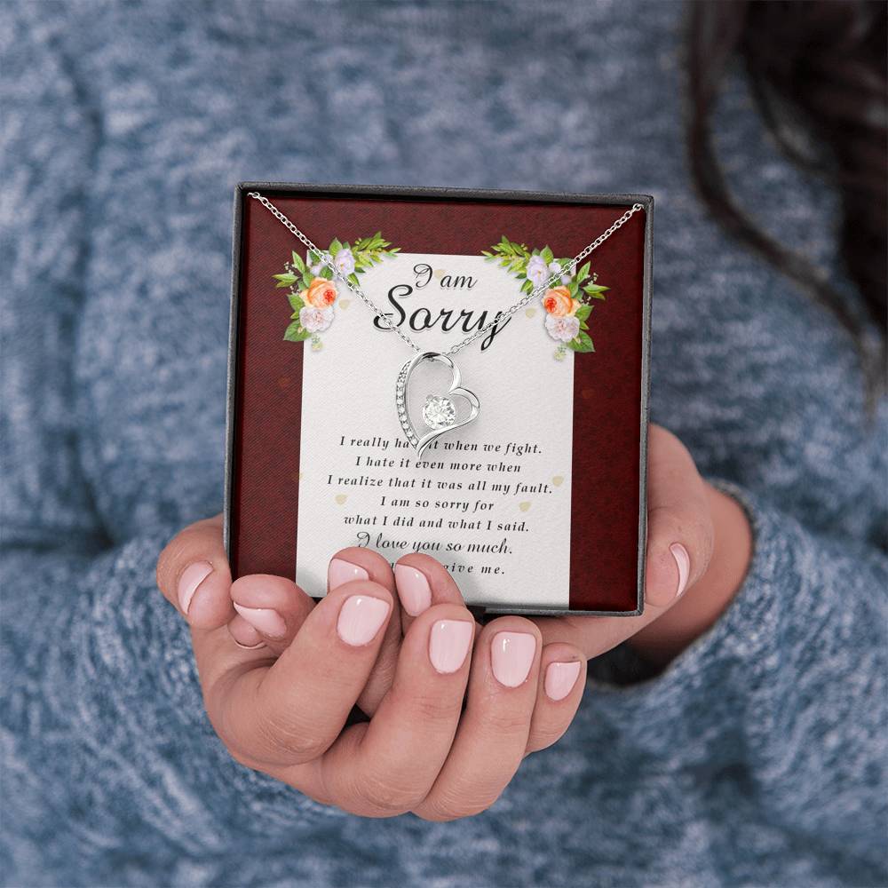 Forever Heart Necklace, I'm Sorry Card, Apology Gift For Her, Forgiveness Gift, I’m Sorry Gift For Wife / Girlfriend, Gift To Say Sorry