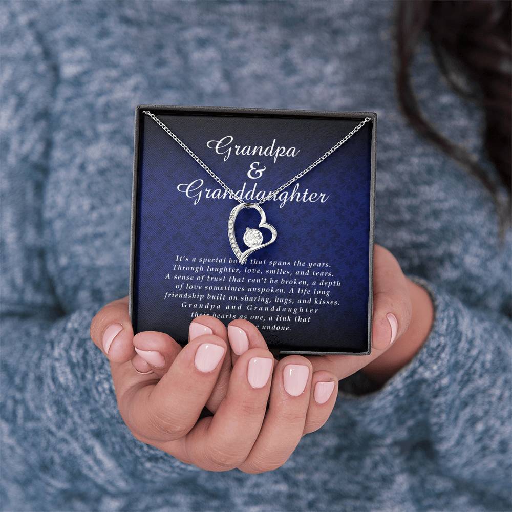 Forever Heart Necklace, Granddaughter Jewelry Card from Grandpa