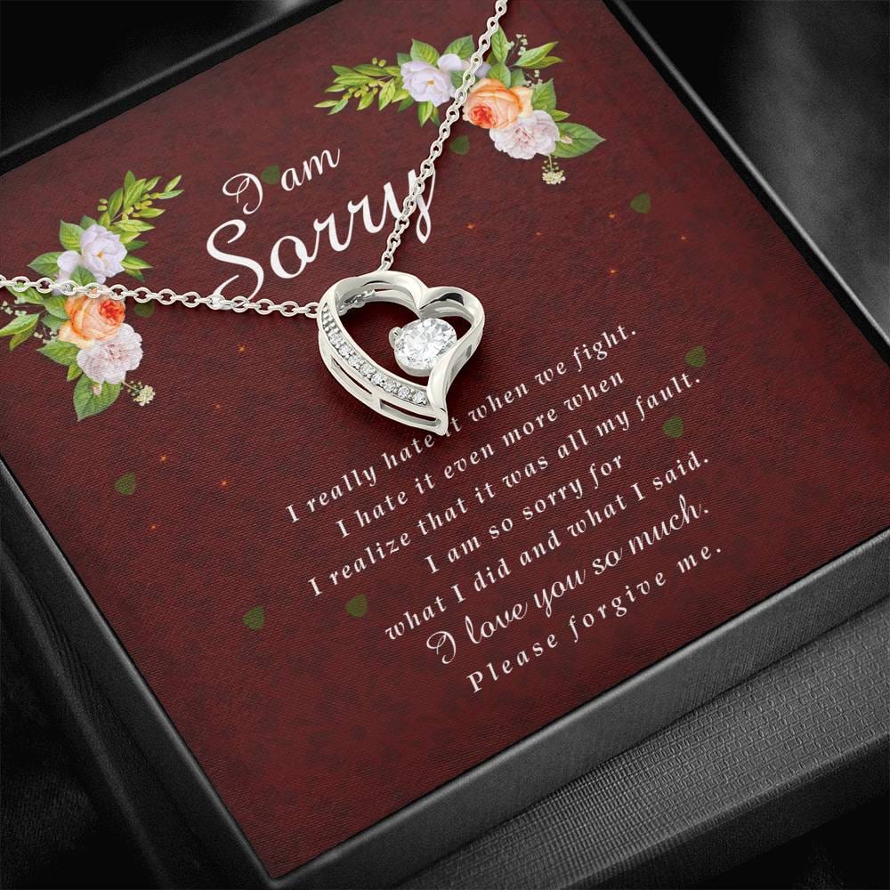 Forever Heart Necklace, I'm Sorry Card, Apology Gift For Her, Forgiveness Gift, I’m Sorry Gift For Wife / Girlfriend, Gift To Say Sorry