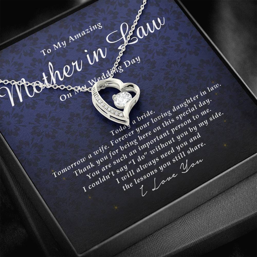 Forever Heart Necklace, To My Mother In Law on My Wedding Day, Gift from Bride, Wedding Gift from Daughter In Law