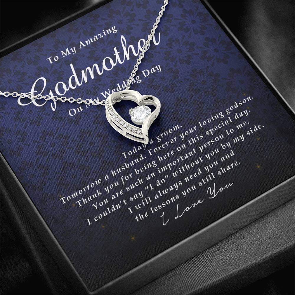 Forever Heart Necklace, To My Godmother on My Wedding Day, Gift from Groom, Wedding Gift from Godson