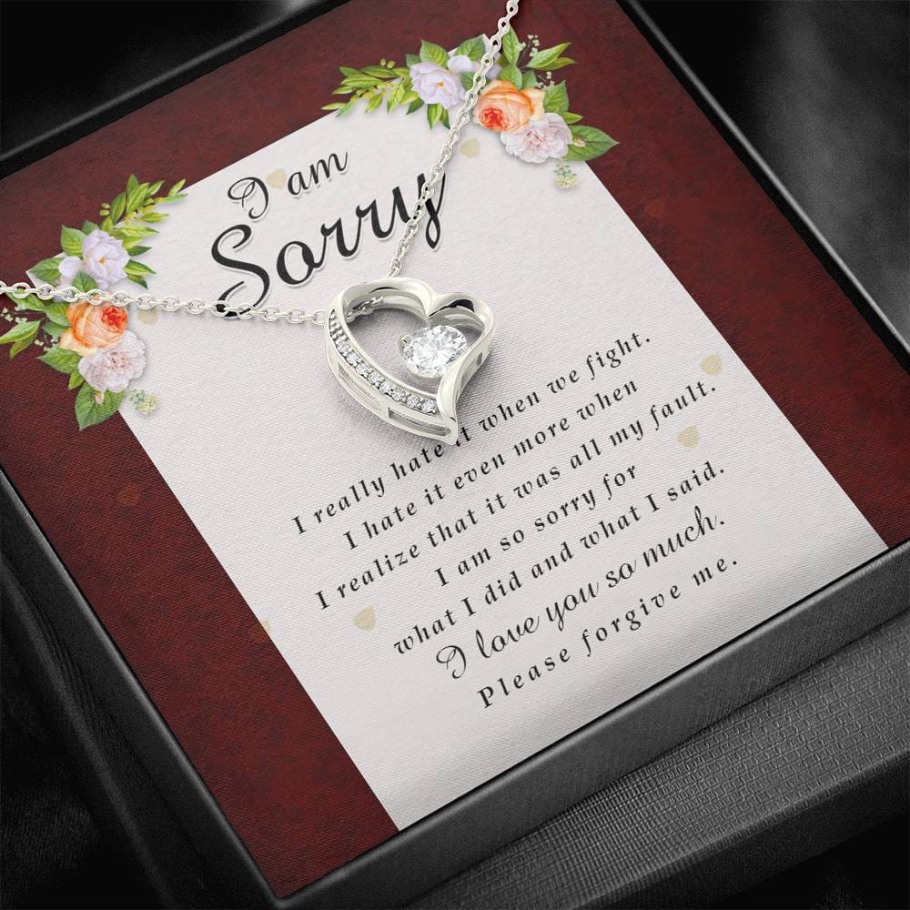 Forever Heart Necklace, I'm Sorry Card, Apology Gift For Her, Forgiveness Gift, I’m Sorry Gift For Wife / Girlfriend, Gift To Say Sorry