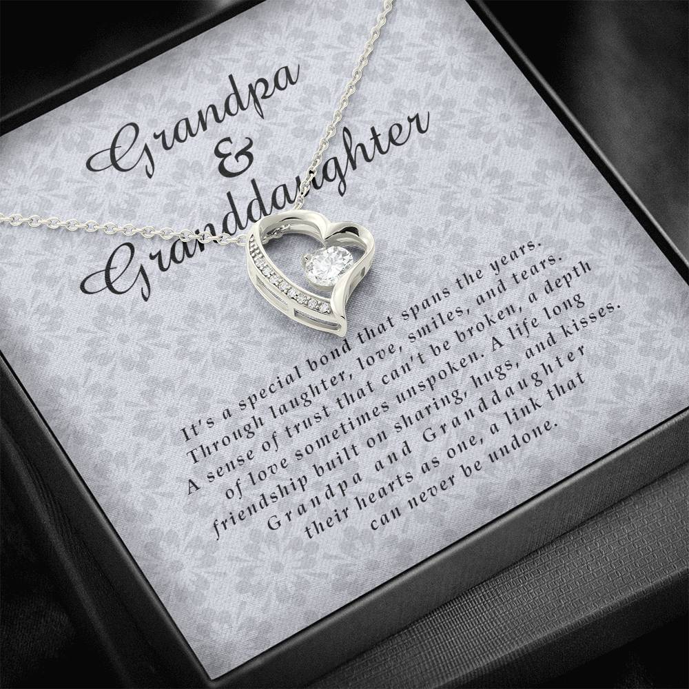 Grandpa and Granddaughter Jewelry Card, Forever Heart Necklace
