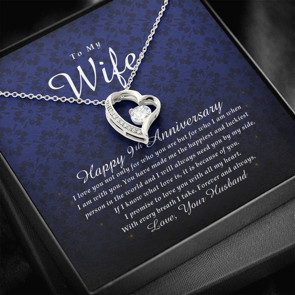 Forever Heart Necklace, Happy 9th Anniversary