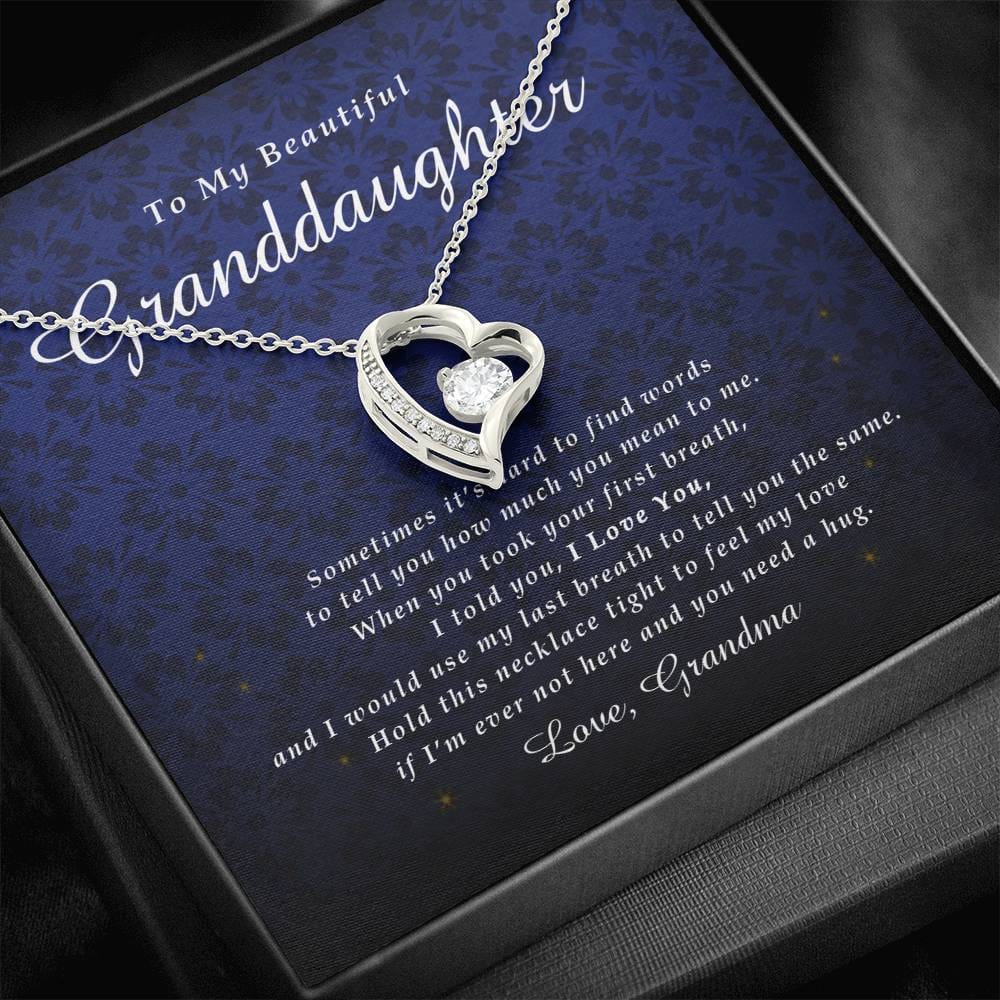 Forever Heart Necklace, To My Beautiful Granddaughter, With Love From Grandma